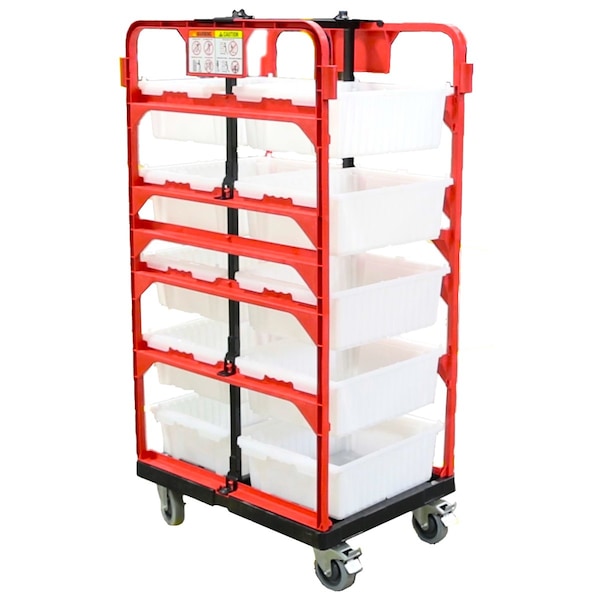 Effizient 23 in Bin Cart, 2 swivel casters w/brake, 2 swivel casters. 10 bins, 20 dividers EF23CRCOTH - main